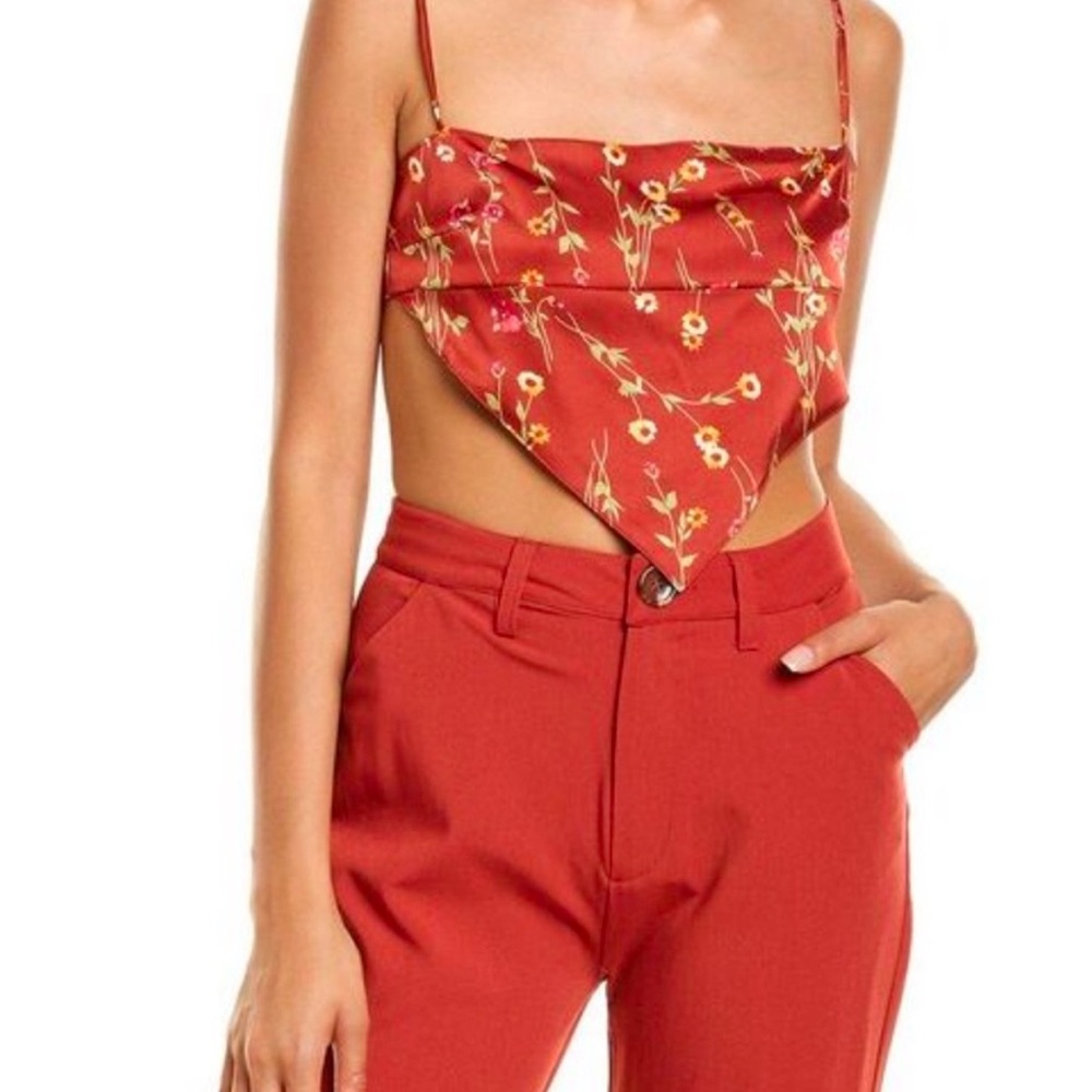 WeWoreWhat Red Floral Bandana Top